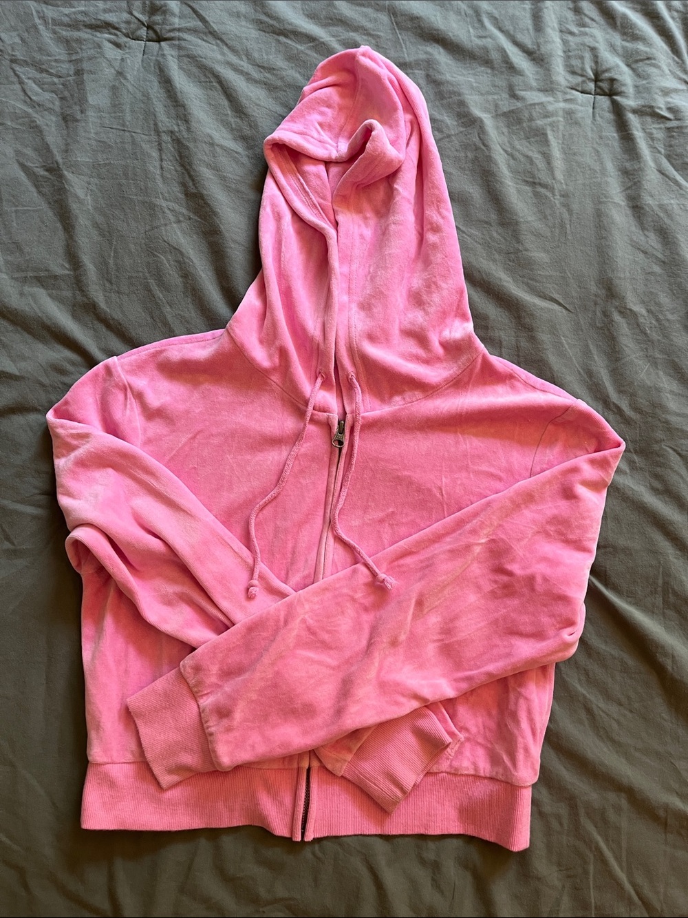 wild fable Pink velvet Full-Zip Hooded cropped Sweatshirt